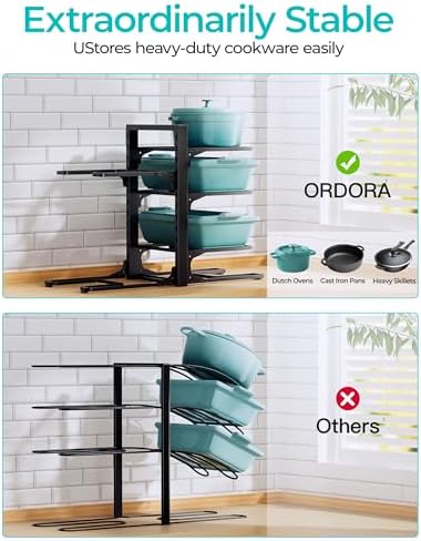 ORDORA Pots and Pans Organizer Under Cabinet 13.8", 6-Tier Adjustable Rack - Image 7