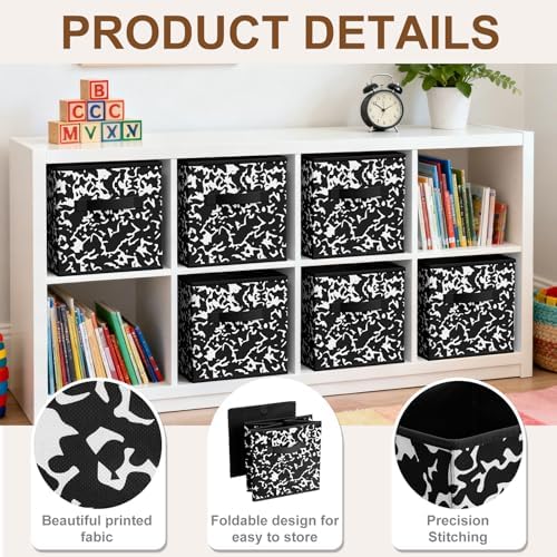 LemonRoad 6 Fabric Cube Storage Bin 11'' Classroom Bin, Black, Classic - Image 3