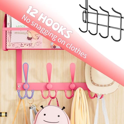 Kaiferty Over The Door Hooks Organizer, Coat Rack Over The Door Storage Hanger Towel Rack, Back of Door Storage Organizer for Bathroom,Bedroom,Kitchen,Office (Pink, 3-Tier) - Image 3
