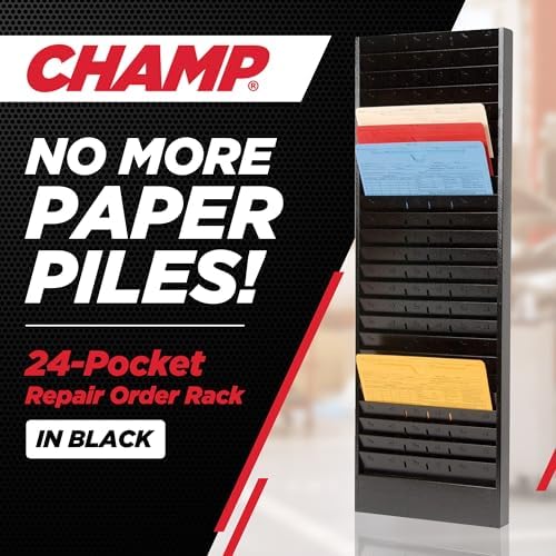CHAMP Repair Order Rack 24-Pocket Wall Mount Organizer, Black - Image 2