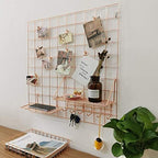 Yash Metal Wire Grid Panel, Display Organizer, Postcard Wall Artwork Display for Home Office Living Room Dorm Kitchen Storage Grid Wall, 23.6" X 23.6", Pack of 2 Pcs, Rose Gold - Image 5