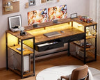 Pamray 58 Inch Gaming Computer Desk with Monitor Stand Drawers and Shelves by PAMRAY