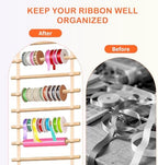 Over The Door Ribbon Organizer ：20 Tier Wood Wrapping Paper Display Rack Large Gift Paper Storage Easy wall Door Mount Multiple Mounted Ribbon Holder Rack Craft Room Roll - Image 4