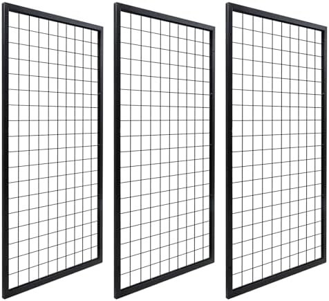 NectaCol 3 Packs Grid Wall Panels, Metal Black Wire Grid Panel, Gridwall Display Rack, Heavy Duty Gridwall Panels for Retail Display by NectaCol