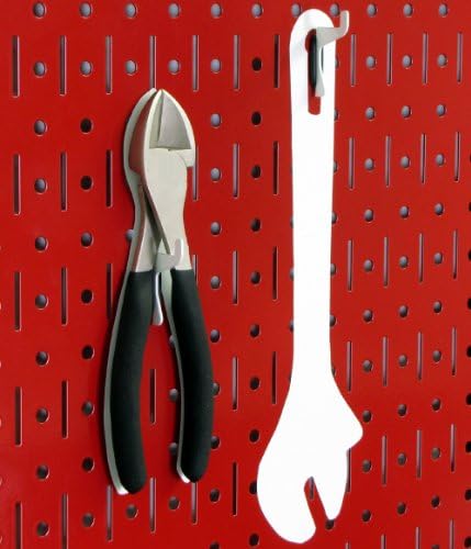 Wall Control 4 ft Metal Pegboard Standard Tool Storage Kit with Red Toolboard and White Accessories - Image 4