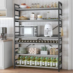 HCHQHS Bookshelf, Adjustable Industrial Bookcase, Vertical Tall Book Shelf, Wood and Black Metal Open Bookshelves for Home Office, Living Room, Bedroom (Grey, 6-Tier (47" W x 70" H)) - Image 7