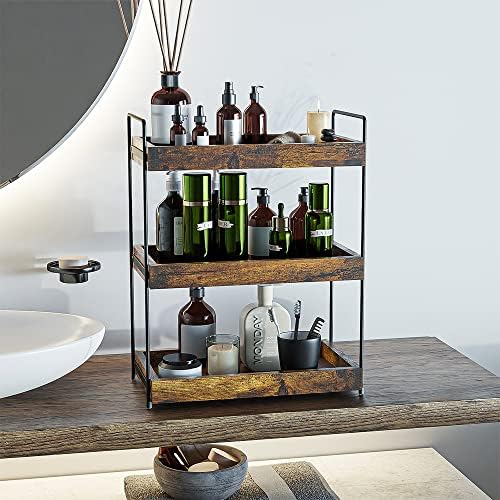 3-Tier Wood Bathroom Counter Organizer, Kitchen Spice Rack - Image 2