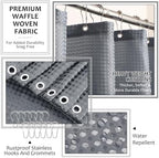 XLHOMO 8-Piece Grey Bathroom Sets with Shower Curtain and Rugs, Resin Bathroom Accessories Sets Complete with Soap Dispenser, Toothbrush Holder, Tumbler & Apothecary Jars Bathroom Essentials - Image 3