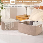 OIASKET Large Storage Basket for Organizing, Woven Rope Basket for Shelves, Closet Organizer Bins for Clothes, Blanket, Toys, Baby Nursery Storage, 17.7" x 13" x 7.87", 2 Packs Brown - Image 5