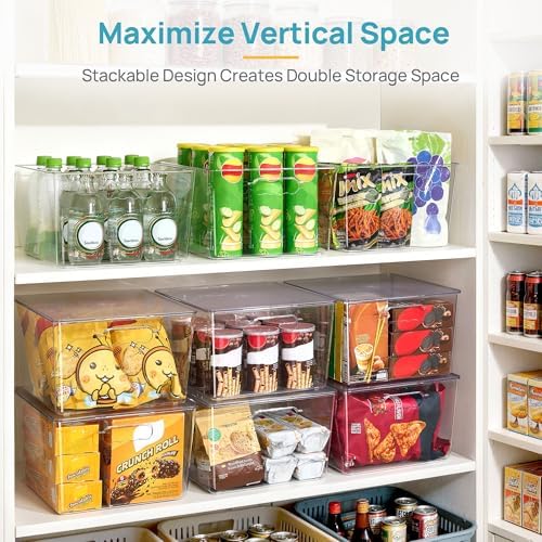 Vtopmart 6 Pack Extra Large Clear Stackable Storage Bins with Lids, 11inch Organizer Bins with Handle for Onions and Potatoes, Plastic Containers for Pantry, Freezer, Kitchen, Closet Organization - Image 4
