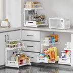 Saydear 2-Pack L-Shaped Under Sink Organizer, 2-Tier Pull-out Cabinet Rack - Image 3