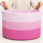 OrganiHaus Round Toy Basket & Blanket Basket, Cotton Rope 20x13" by OrganiHaus