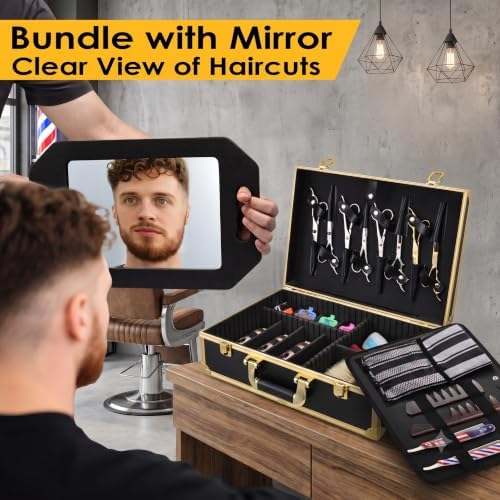 Yueieoun Barber Accessory Case with Mirror Barbers Briefcase Tool Case - Image 2