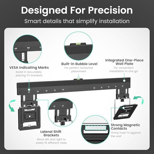 ynVISION.DESIGN Ultra Slim TV Mount with 17" Media Box for 43-100" TVs - Image 4