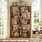 Besiost Corner Book Shelf, 6-Shelf Corner Bookshelf for Small Corner Spaces - Image 5