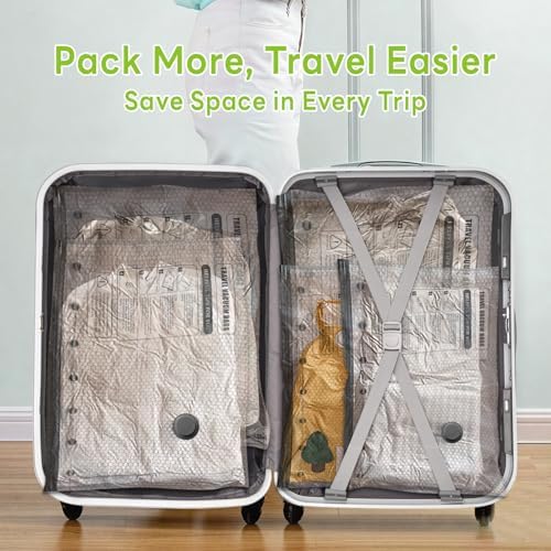 12 Pack Vacuum Bags for Travel with USB Pump,Cordless Travel Vacuum Bag Set for Luggage and Suitcase,Portable Space Saver Storage Seal Packing Bags for Clothing - Image 4