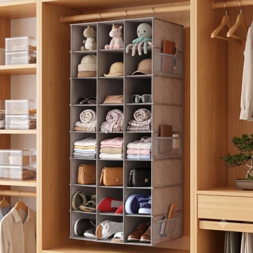 Libeder 24 Section Hanging Shoe Organizer & Storage for Closet,Heather Grey - Image 2