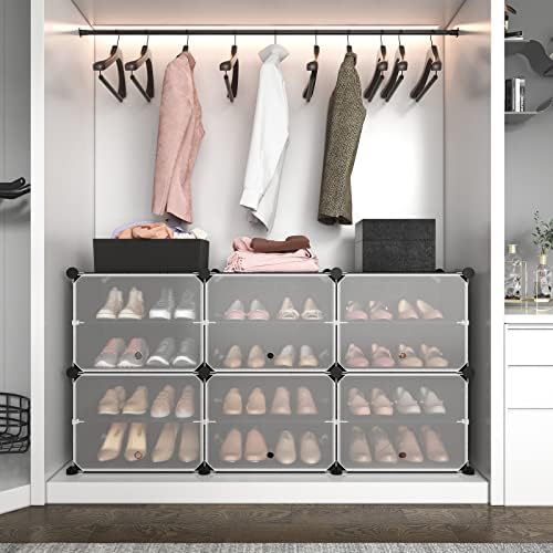ROJASOP Portable Shoe Rack Organizer 6-Tier Shoe Cabinet 24-Pair Shoe Organizer Shoe Storage Expandable Free Standing Stackable Space Shoe Rack with 2 Exclusive Versatile Hooks for Bedroom Black - Image 5