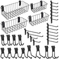 Heavy-Duty Slatwall Baskets and Hooks - Slatwall Accessories for Standard Slatwall Panels | Ideal for Organizing Garages and Workshops by MENEONE