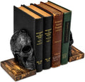 Skull Bookends, Heavy-Duty Gothic Skeleton Book Holder Set by Gute