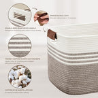72L Woven Laundry Basket Hamper with Leather Handles,Dark Brown - Image 5