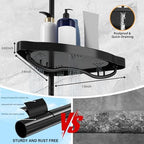 Black Corner Shower Caddy Tension Pole - Heavy Duty Rustproof Stainless Steel Shower Organizer with 4 Adjustable Shelves, No-Drill Free Standing for Bathroom, Bathtub, RV,54" to 114" Tall - Image 5