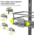 Orimade Over The Door Shower Caddy Adjustable 5 Tier Dark Grey,Bathroom Hanging Organizer Shelf Rustproof with 4 Hooks,Shower Basket with Soap Holder and Suction Cup - Image 7