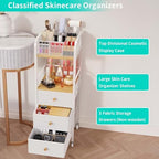 HapiRm Rolling Makeup Cart Organizer - Floor Skincare Make Up Storage with 3 Non-woven Fabric Drawers, Vanity Organizer Cosmetic Display Cases Holder for Skin Care Perfume Nail Polish Brush Hair Tool - Image 4
