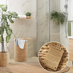 Casafield Round Laundry Hamper with Lid and Removable Liner Bag - Natural, Woven Water Hyacinth Wicker Laundry Basket for Clothes and Towels - Image 2