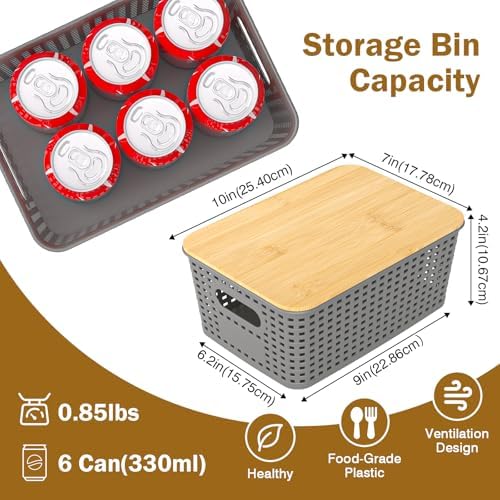 Stackable Storage Baskets: 8 Pack Plastic Baskets Bins, Gray - Image 4
