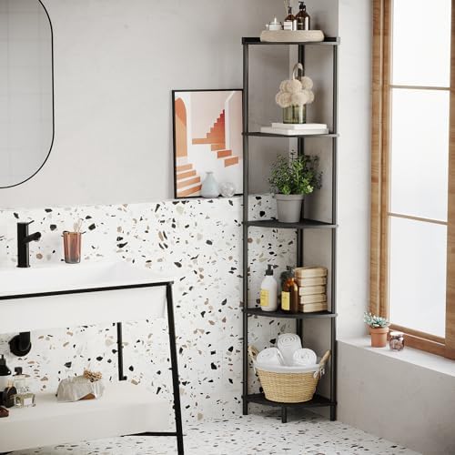 SUNMORY 5 Tier Corner Shelf, 65" Tall Corner Shelves for Living Room Decor - Image 4