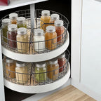 2 Pack 1/4 Wedge Metal Lazy Susan Organizer Baskets with Handles - Image 3