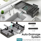 Large Expandable Dish Drying Rack, Dish Racks for Kitchen Counter, Space Saving & Rust Resistant Dish Drainer with Removable Drainboard & Utensil Holder, Adjustable Length 16.4 to 24.4 Inches - Image 6