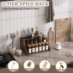 Bamboo Spice Rack Organizer -3-Tier Spice Rack for Countertop,Cabinet Spice Rack Organizer for 18 Spice Jars(4oz)，Step Shelf(Walnut) - Image 5