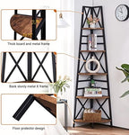 HOMBAZAAR 5 Tier Corner Shelf,72 Inch Tall Corner Bookshelf,Rustic Brown - Image 5
