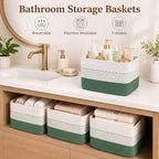 OIASKET 4 Pack Storage Baskets for Organizing, 13"X9"X7.87", Decorative Cotton Rope Baskets for Shelves, Small Woven Basket for Toys, Books and Towels, Green & White - Image 5