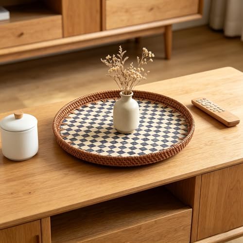 Mother of Pearl Lazy Susan, 13.8" Table Centerpiece Round Shell Decorative Lazy Susan Turntable Rotating Tray Organizer for Cabinet Counter Gift Kitchen Office Cafe Home Decor (Checkerboard) - Image 4