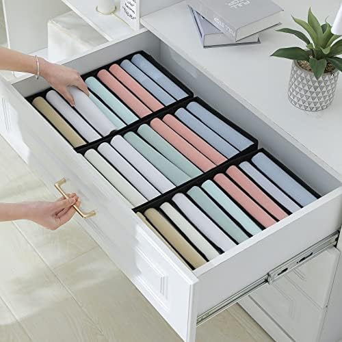Qozary 4 Pack Drawer Organizers for Clothing, 10 Grids Foldable Dresser Drawer Organizers, Clothes Organizer for Folded Clothes, T-shirt, Tank Tops, Camisoles, Underwear, Leggings, Baby Clothes - Image 4