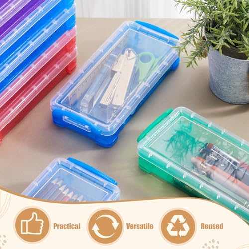 Gueevin 24 Pcs Pencil Box Clear Plastic Pencil Case, Dark - Image 5