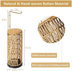 Freestanding Toilet Paper Holder with Storage,3 Rolls of Tissue Holder for Bathroom,Handmade Woven Toilet Paper Roll Holder Stand,Rattan Sturdy Boho Bathroom Decor Farmhouse Toilet Paper Storage - Image 2