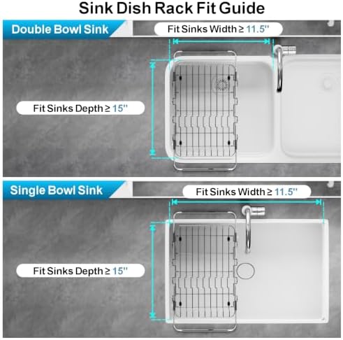 GSlife Dish Drying Rack Over the Sink - Expandable Stainless Steel Drainer - Image 3