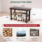 BEEFURNI Acacia Wooden Shoe Rack Bench for Entryway, 3-Tier, Brown - Image 3