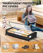 Under Bed Storage with Wheels, Square Under Bed Storage Containers, 4 Pack Under The Bed Storage Bins, 60L Under Organizer with Clear Lids, Rolling Underbed Storage For Clothes, Shoes... - Image 2