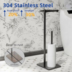 RUACQ Bathroom Toilet Paper Holder Stand with Storage, Matte Black - Image 5