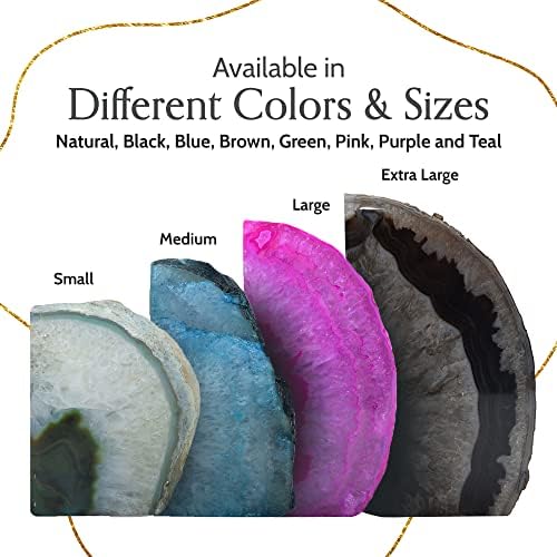 Nature's Decorations A Quality Black Agate Geode Bookends - Heavy Duty with Non-Skid Rubber Bumpers for Shelves, Office, Home Decor - Cool Crystal Stone (1 Pair 6-8 LB) - Image 5