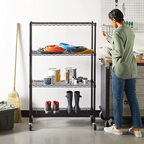Amazon Basics 4-Shelf Adjustable Heavy Duty Steel Wire Rack Storage Shelving, Sturdy Garage Shelving, 350 lbs Capacity Per Shelf, Easy No-Tool Assembly, 36" x 14" x 54", Black - Image 6