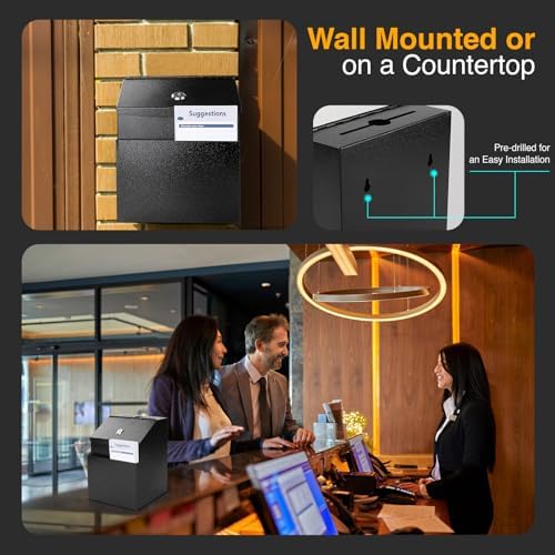 Suggestion Boxes with Slot and Lock,2 Pack Metal Donation Boxes - Image 6