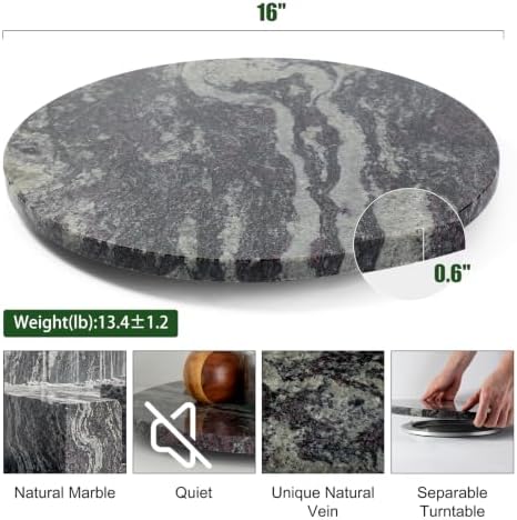 Marble Lazy Susan, 16 in Lazy Susan Turntable Organizer for Cabinet Pantry Kitchen Countertop Fridge Bathroom Makeup Vanity Countertop - Blue Fantasy - Image 3