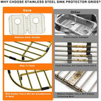 SANNO Sink Bottom Grid for Kitchen, Sink Protectors with Rear Drain Hole for Double Sink,Stainless Steel,13" L x 11.6" W - Image 3