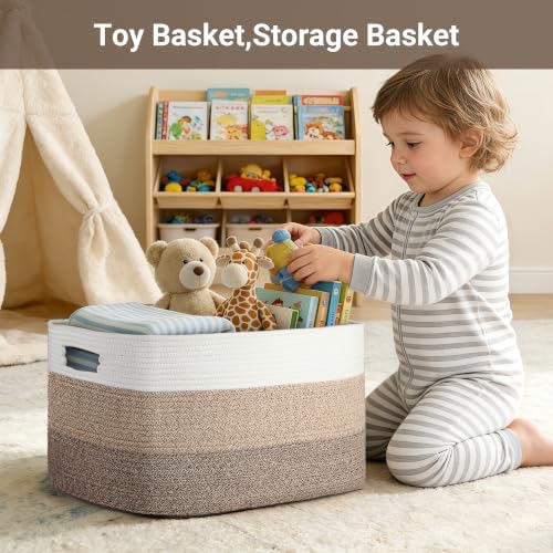 Extra Large Laundry Basket, 25"x16"x16" Rectangle Woven Basket - Image 5